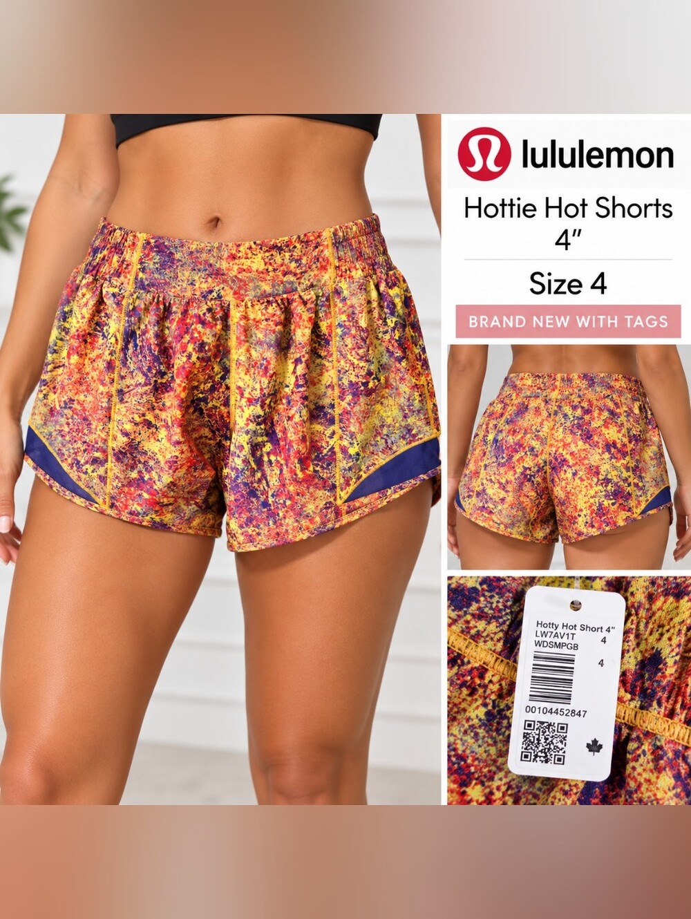 Lululemon Hotty Hot Shorts 4” Size 4 Tall Multicolor Running Athletic Shor